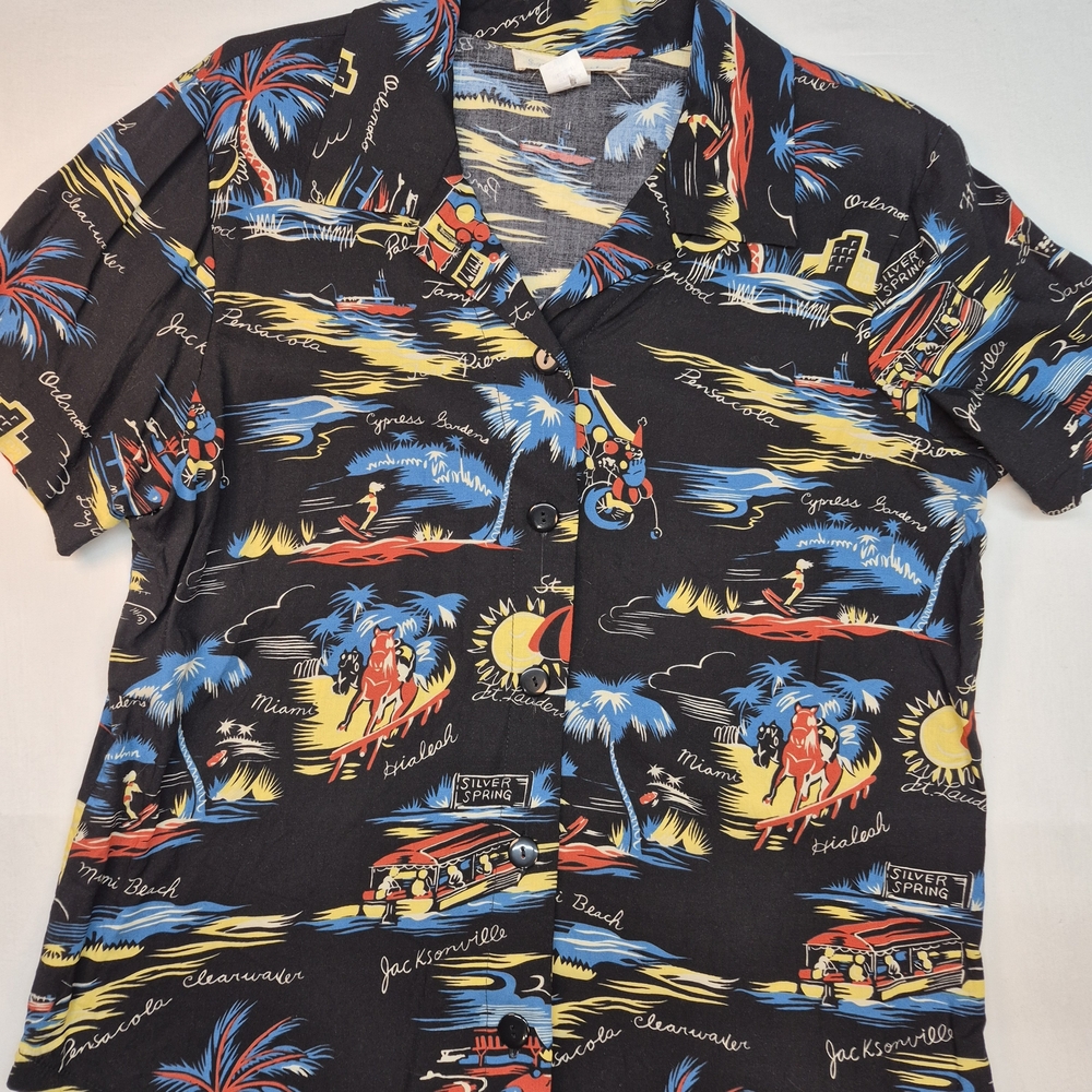 VTG 90s Sarah Bentley Aloha Florida Cities Destination Shirt Wmns Sz M Button-up